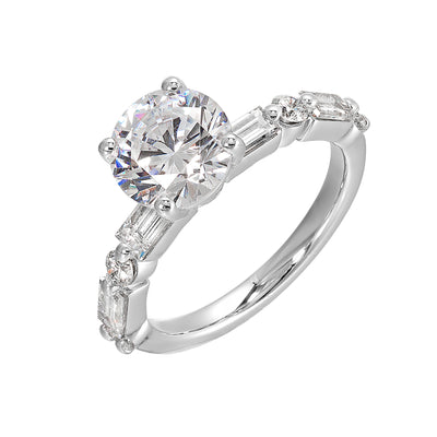 14Kt White Semi Mount 3/4Ctw For 2Ctw Round Center