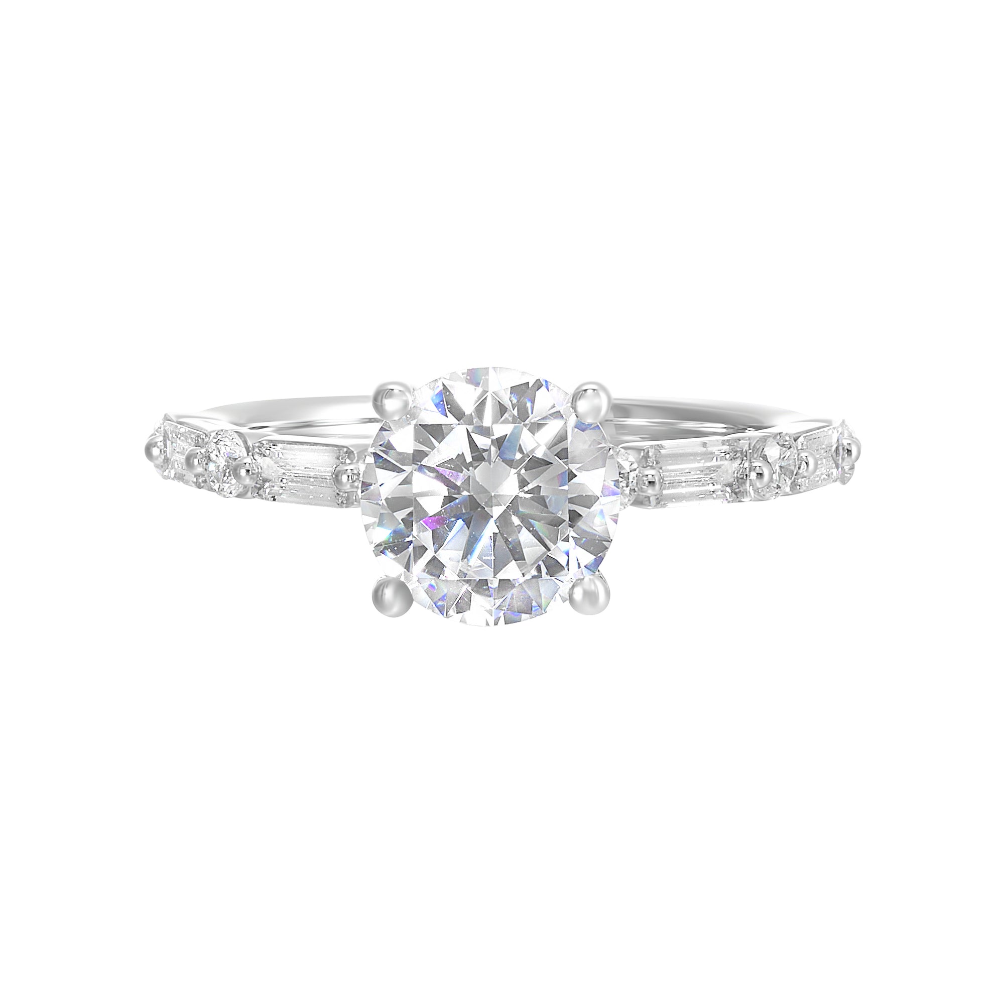 14Kt White Semi Mount 3/8Ctw For 1 1/2Ctw Round Center