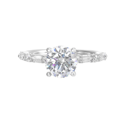 14Kt White Semi Mount 3/8Ctw For 1 1/2Ctw Round Center