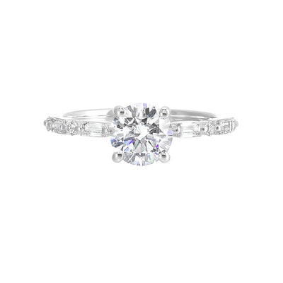 14Kt White Semi Mount 1/4Ctw For 1Ctw Round Center