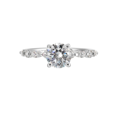 14Kt White Semi Mount 1/4Ctw For 1Ctw Round Center