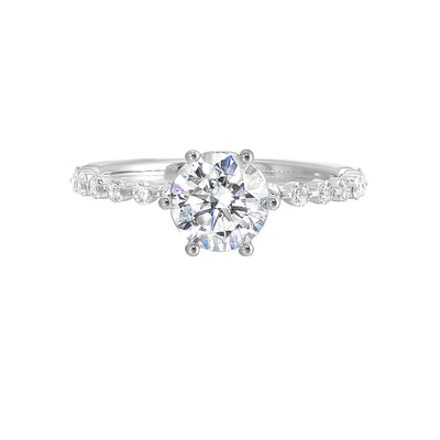 14Kt White Semi Mount 1/5Ctw For 1Ctw Round Center