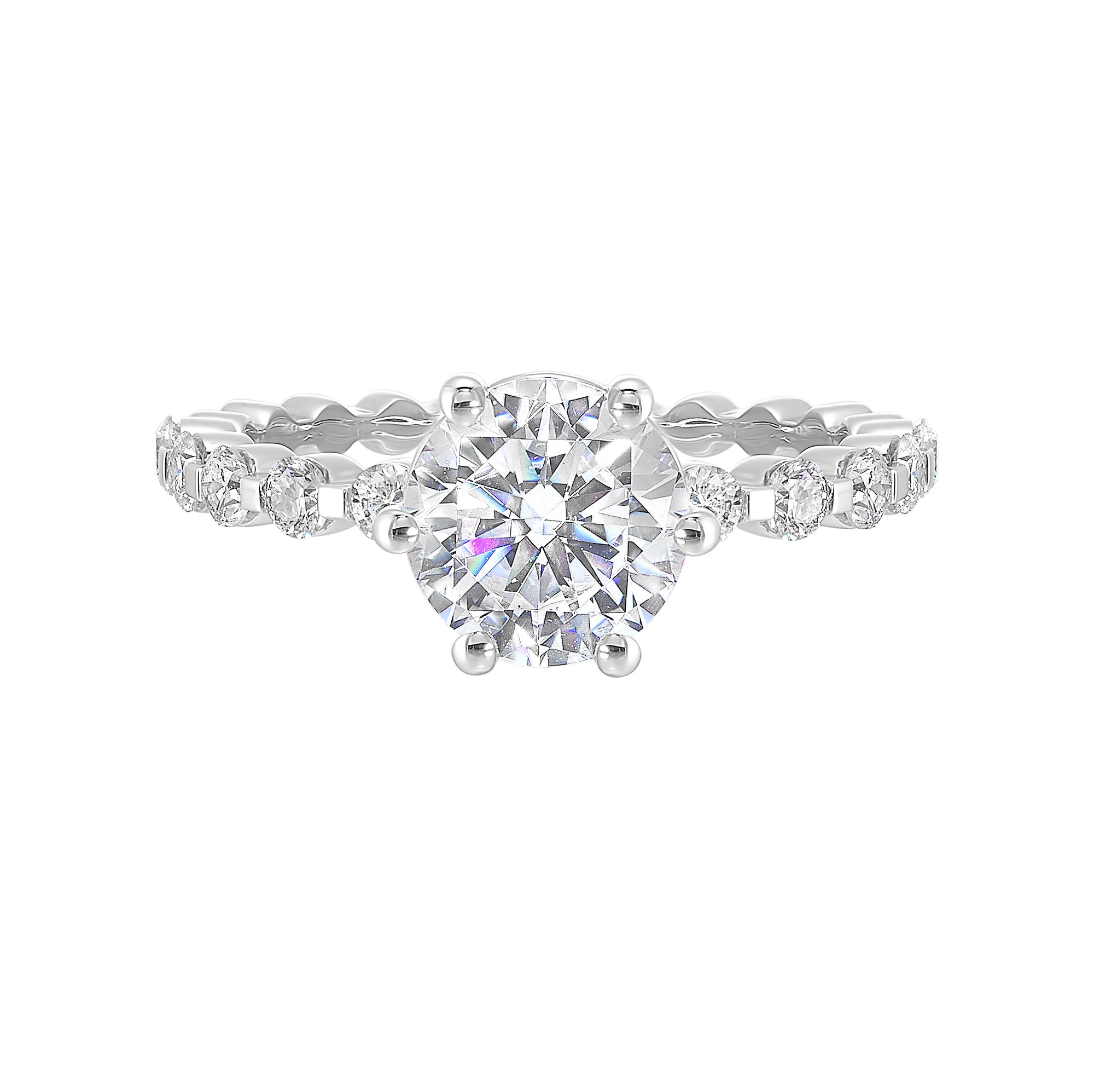 14Kt White Semi Mount 3/8Ctw For 1 1/2Ctw Round Center