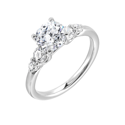 14Kt White Semi Mount 3/8Ctw For 1Ctw Round Center