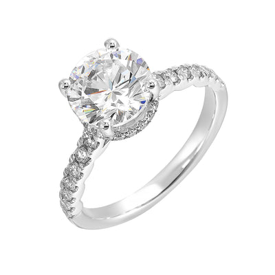 14Kt White Semi Mount 3/8Ctw For 2Ctw Round Center