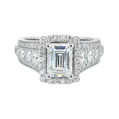 14Kt White Semi Mount 1 1/3Ctw For 2Ctw Emerald Cut Center
