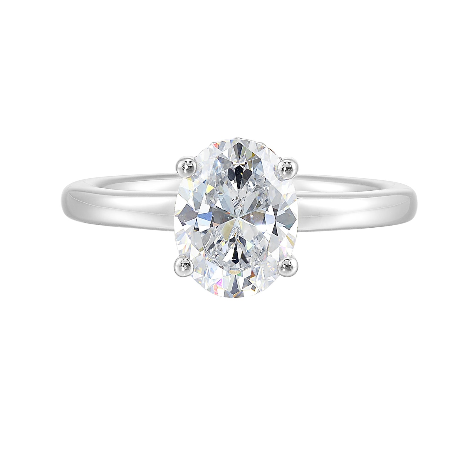 14Kt White Semi Mount 1/8Ctw For 2Ctw Oval Center