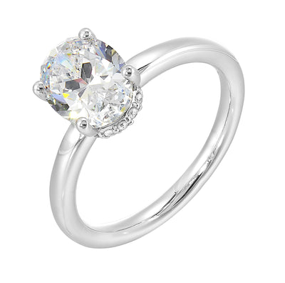 14Kt White Semi Mount 1/8Ctw For 2Ctw Oval Center