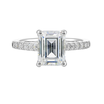14Kt White Semi Mount 1/2Ctw For 3Ctw Emerald Cut Center