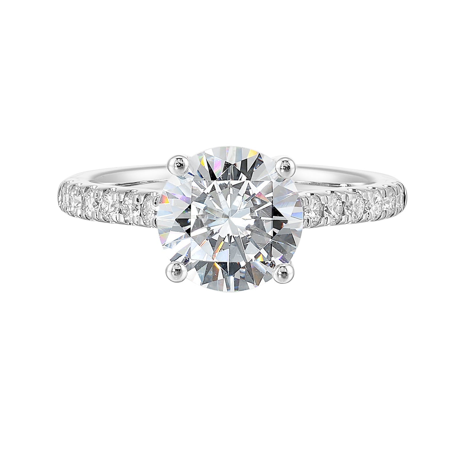 14Kt White Semi Mount 1/2Ctw For 2Ctw Round Center