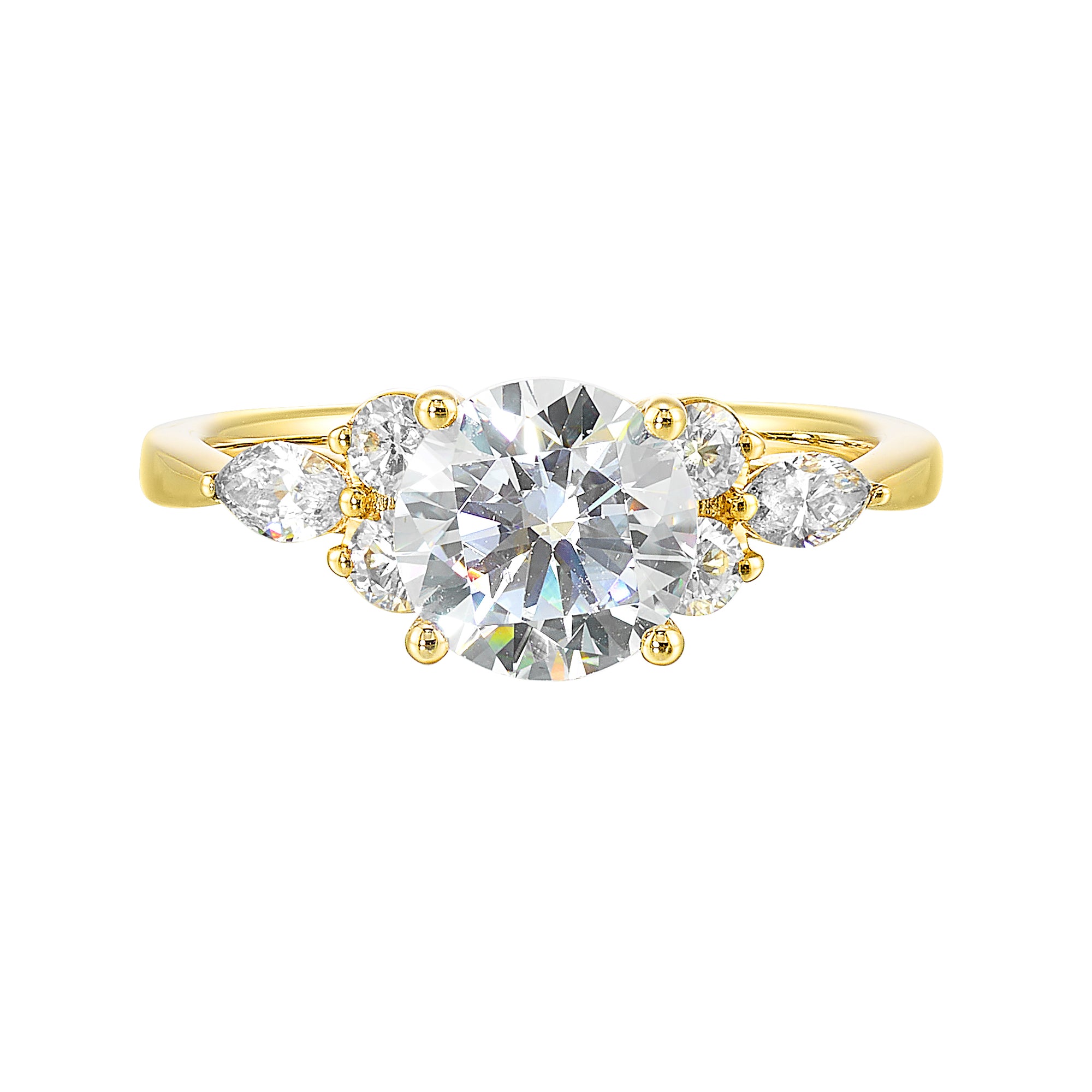 14Kt Yellow Semi Mount 3/8Ctw For 1 1/2Ctw Round Center