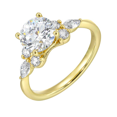 14Kt Yellow Semi Mount 5/8Ctw For 2Ctw Round Center