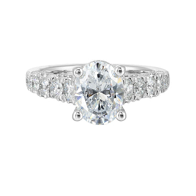 14Kt White Semi Mount 1Ctw For 2Ctw Oval Center