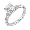 14Kt White Semi Mount 1/3Ctw For 2Ctw Cushion Center