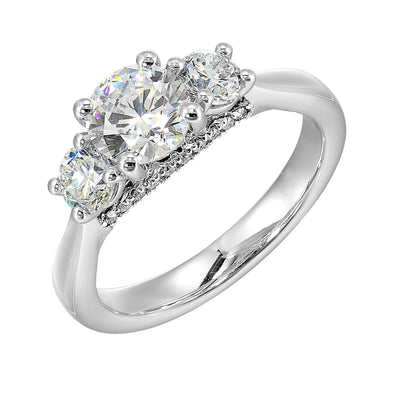 14Kt White Semi Mount 3/4Ctw For 1Ctw Round Center