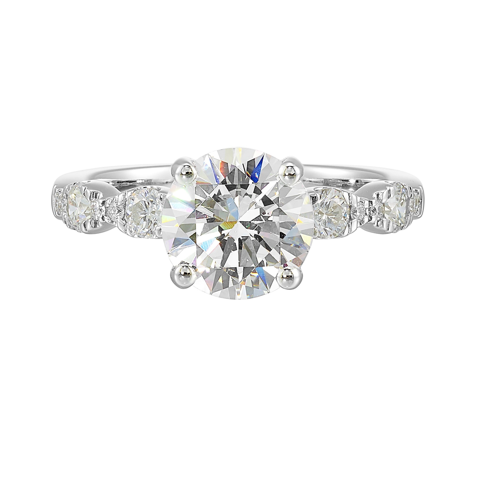 14Kt White Semi Mount 1/2Ctw For 2Ctw Round Center