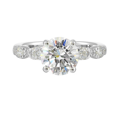 14Kt White Semi Mount 1/2Ctw For 2Ctw Round Center