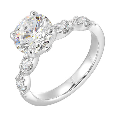 14Kt White Semi Mount 1/2Ctw For 2Ctw Round Center