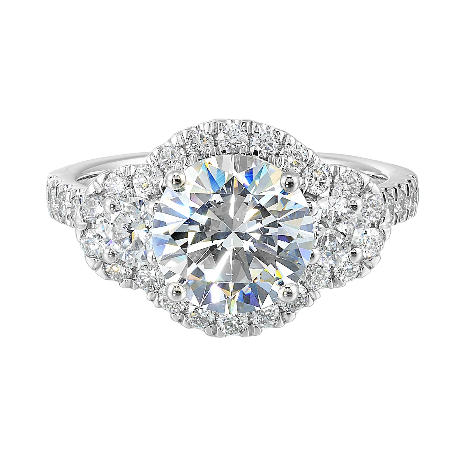 14Kt White Semi Mount 1Ctw For 2Ctw Round Center