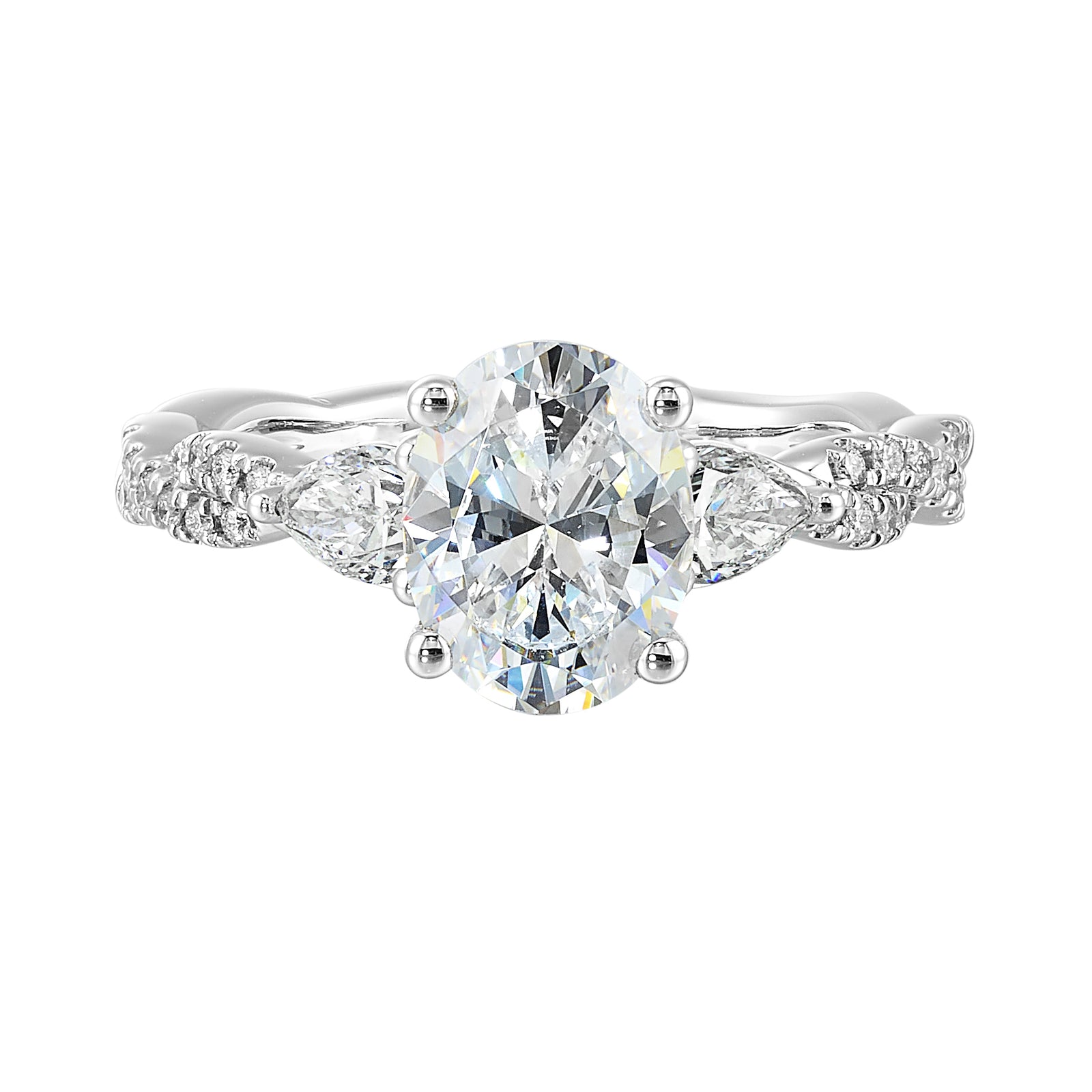 14Kt White Semi Mount 5/8Ctw For 2Ctw Oval Center