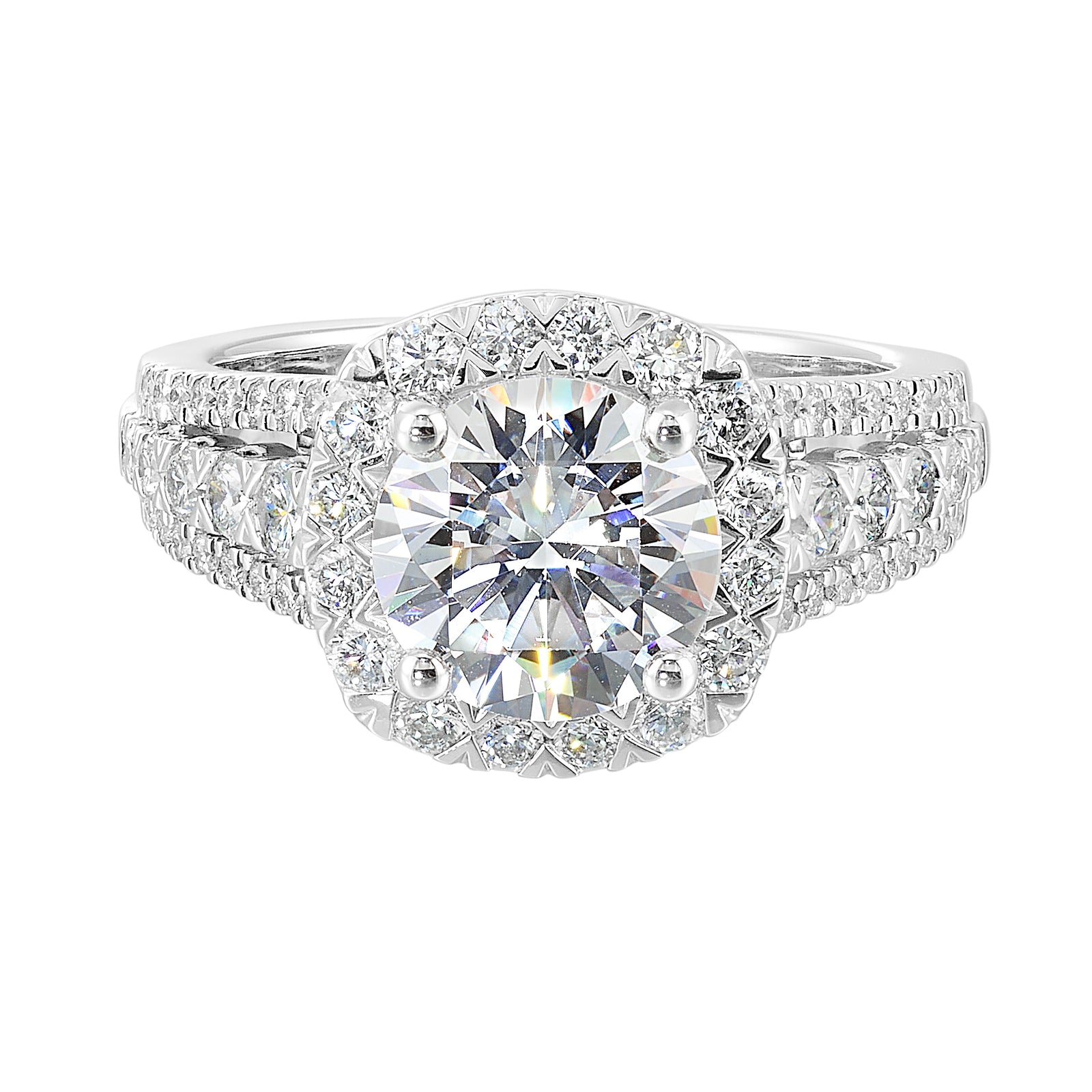 14Kt White Semi Mount 7/8Ctw For 2Ctw Round Center