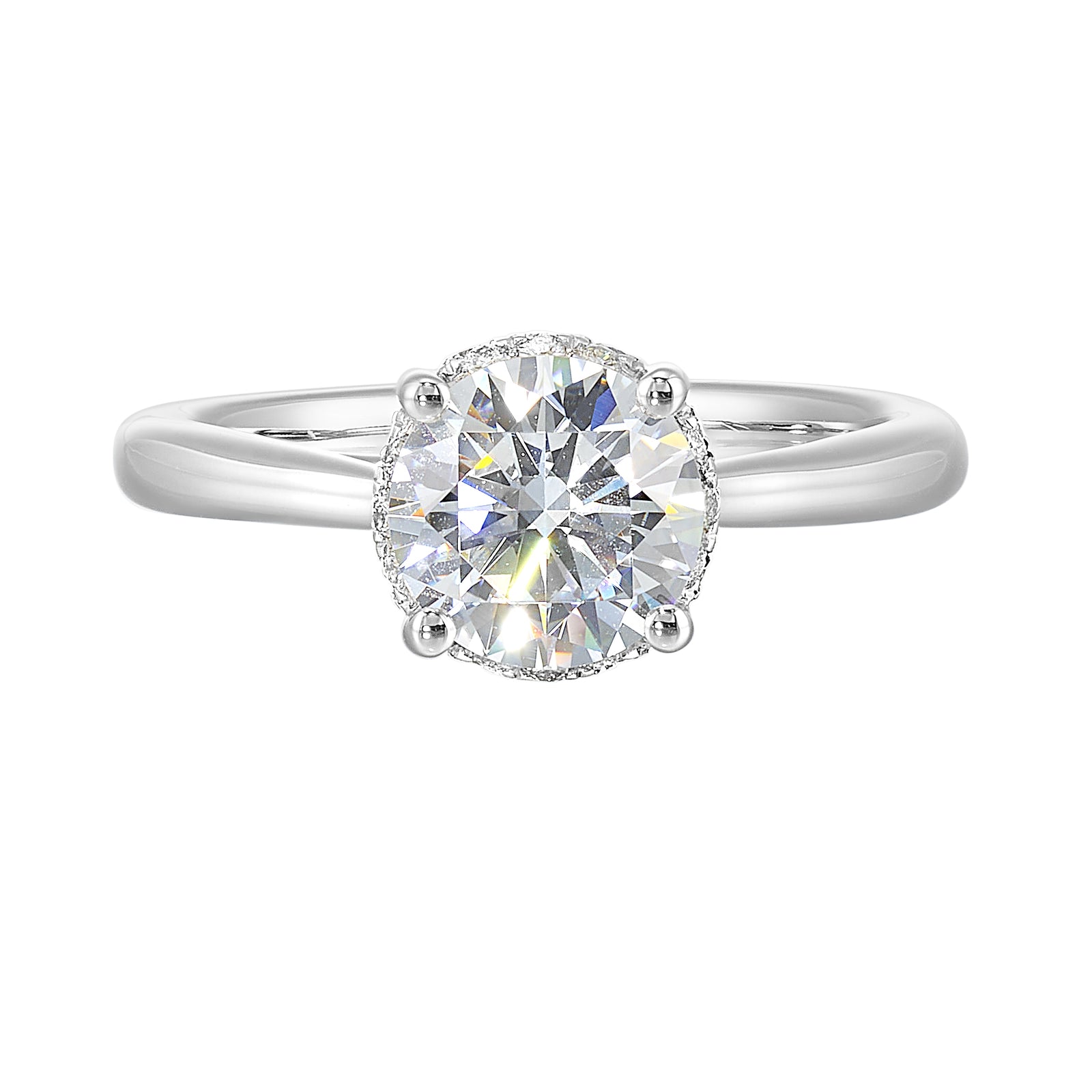 14Kt White Semi Mount 1/7Ctw For 1 1/2Ctw Round Center