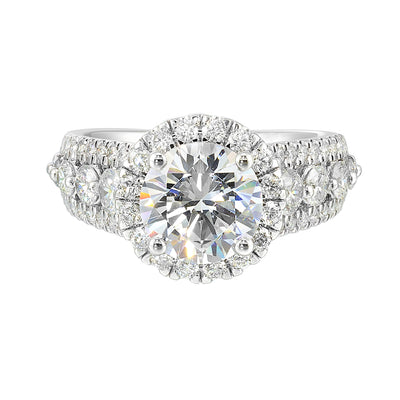 14Kt White Semi Mount 1 1/4Ctw For 2Ctw Round Center