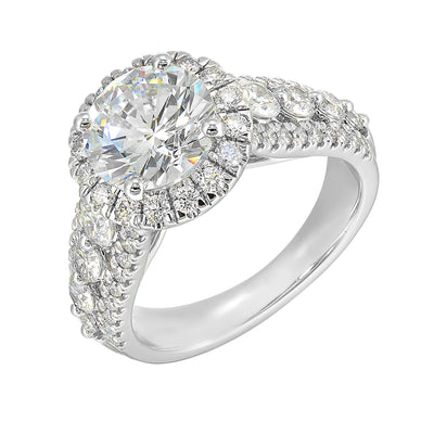 14Kt White Semi Mount 1 1/4Ctw For 2Ctw Round Center