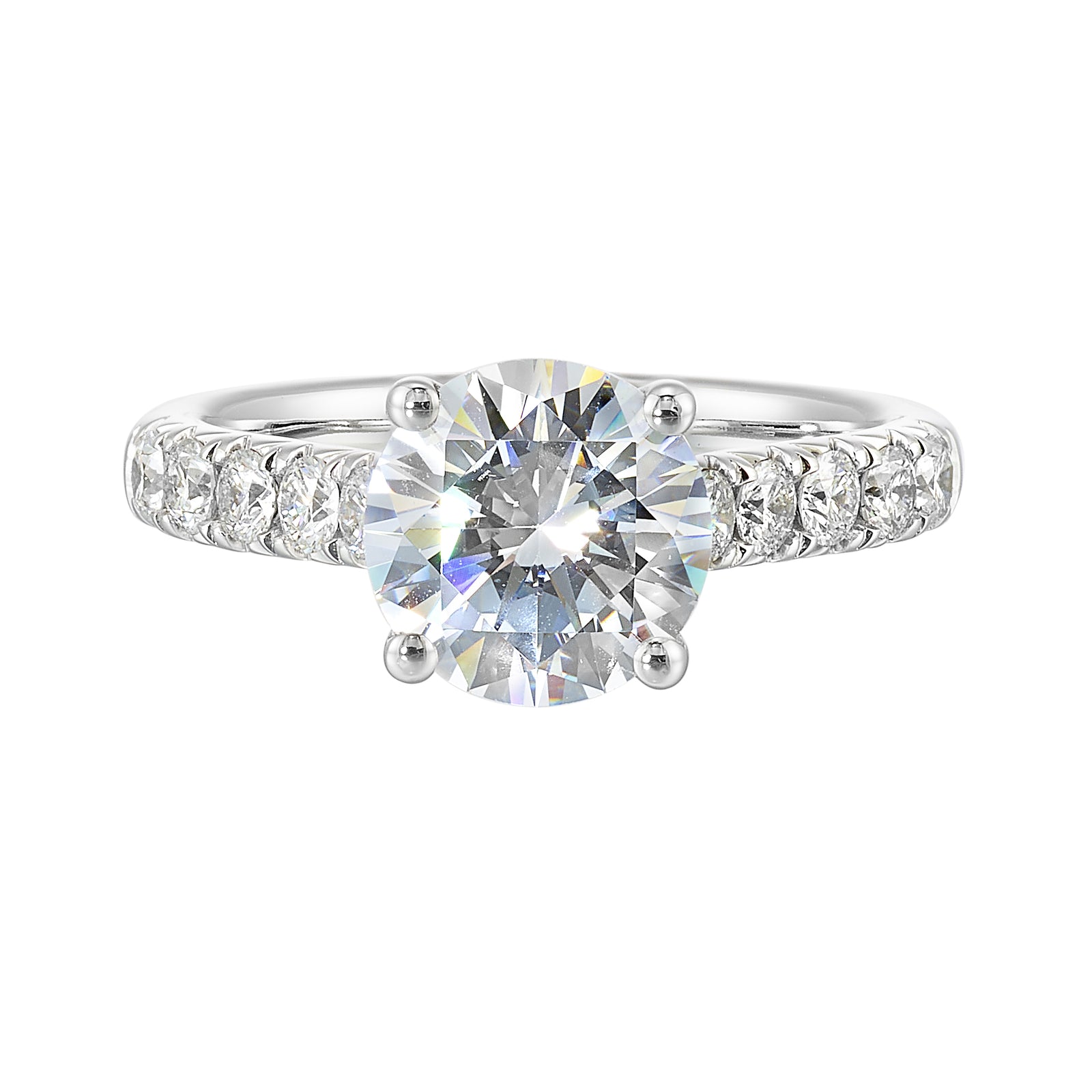 14Kt White Semi Mount 1/2Ctw For 2Ctw Round Center