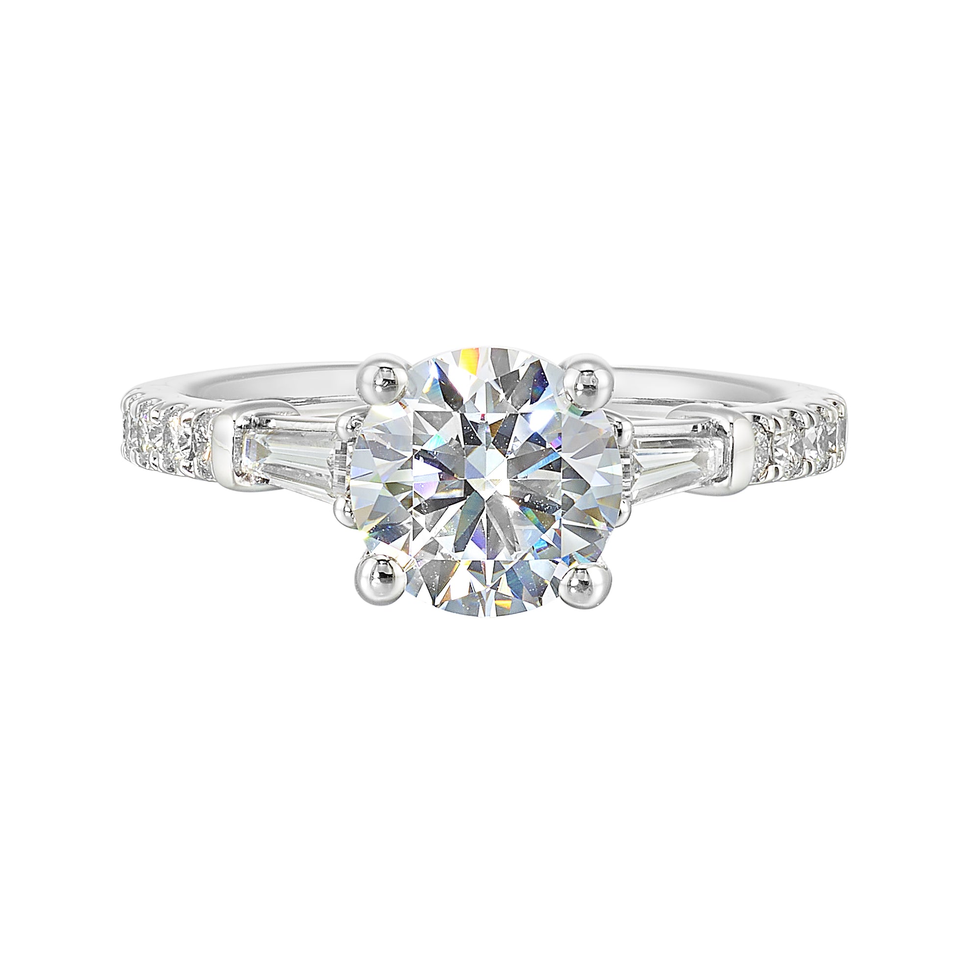 14Kt White Semi Mount 3/8Ctw For 1 1/2Ctw Round Center