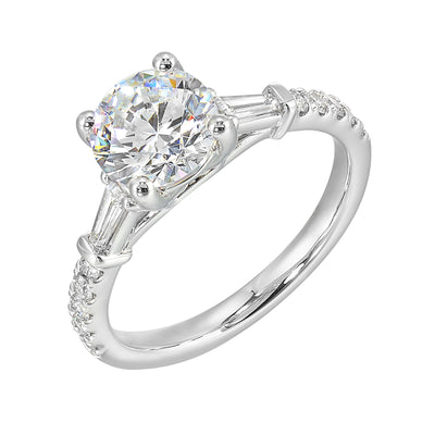 14Kt White Semi Mount 3/8Ctw For 1 1/2Ctw Round Center