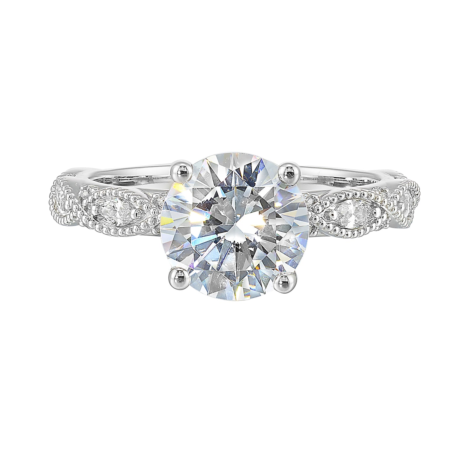 14Kt White Semi Mount 1/5Ctw For 2Ctw Round Center