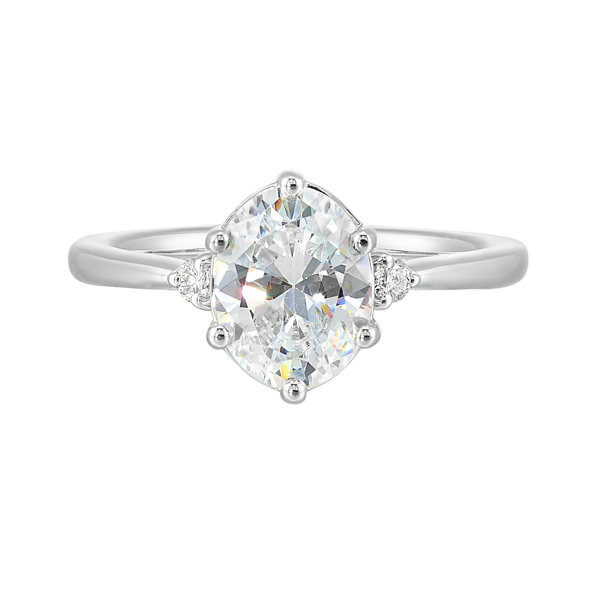 14Kt White Semi Mount 1/15Ctw For 2Ctw Oval Center