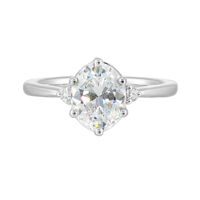 14Kt White Semi Mount 1/15Ctw For 2Ctw Oval Center