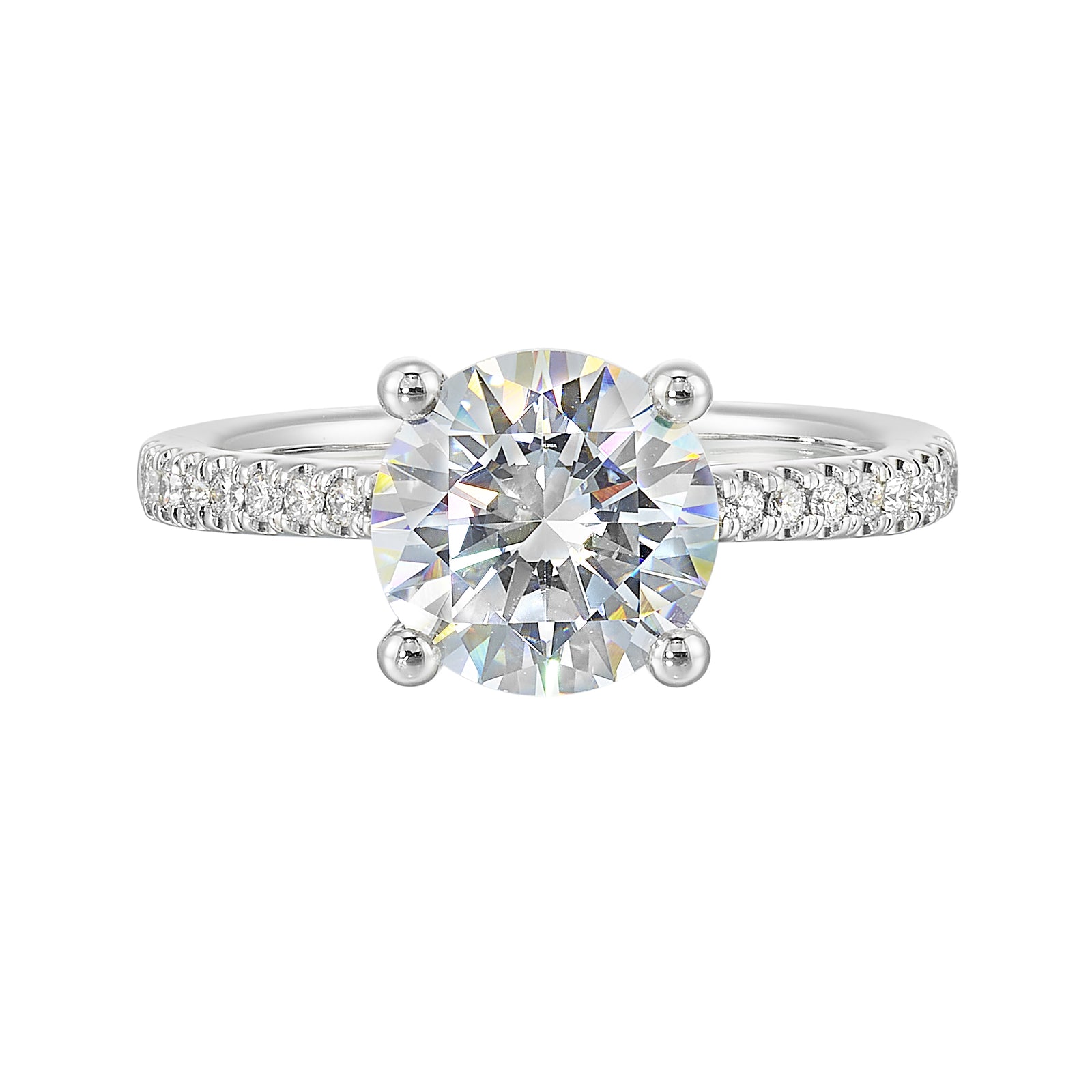 14Kt White Semi Mount 1/4Ctw For 2Ctw Round Center