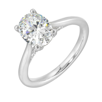 14Kt White Semi Mount 1/5Ctw For 2Ctw Oval Center