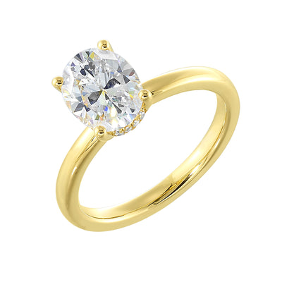 14Kt Yellow Semi Mount 1/15Ctw For 2Ctw Oval Center