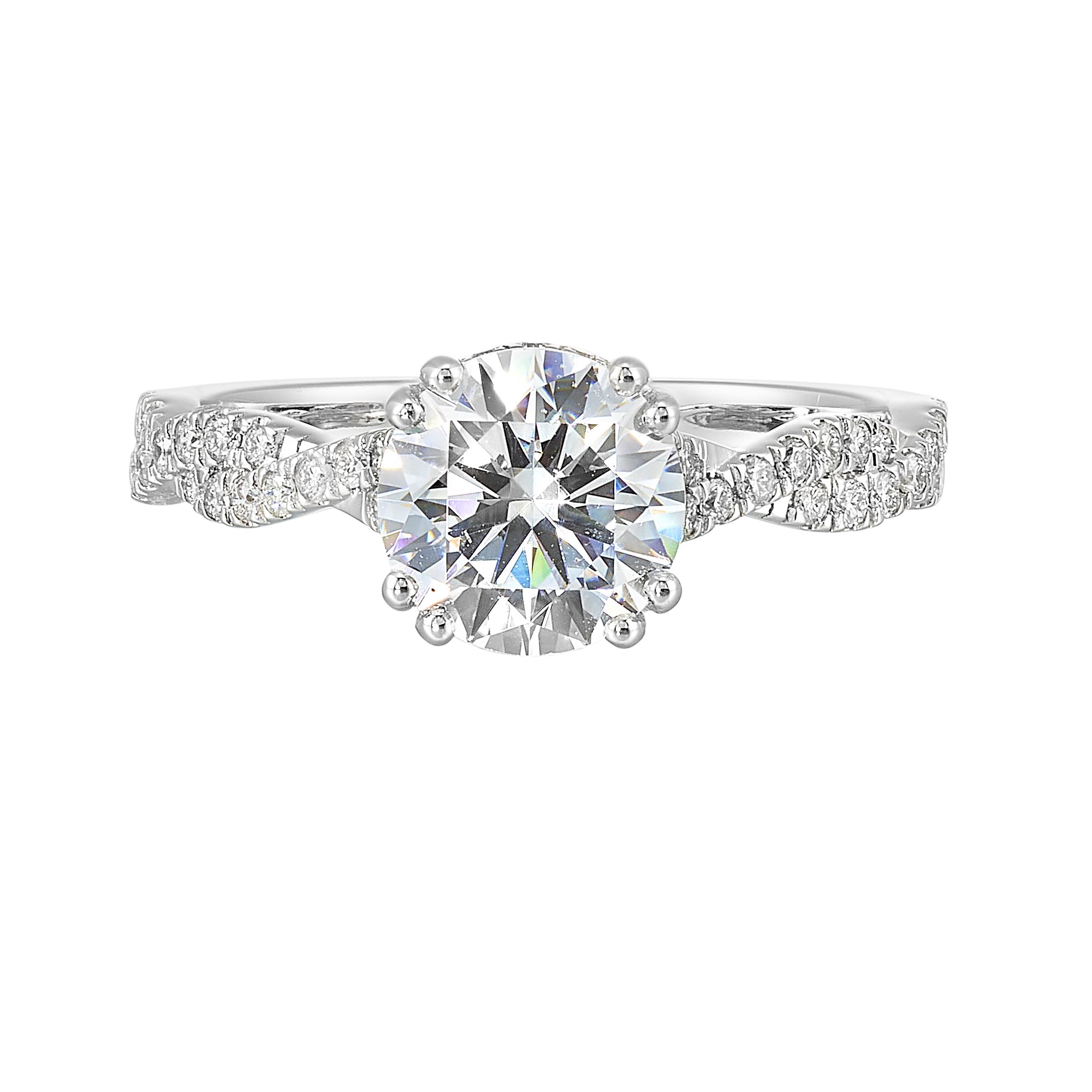 14Kt White Semi Mount 1/3Ctw For 1 1/2Ctw Round Center
