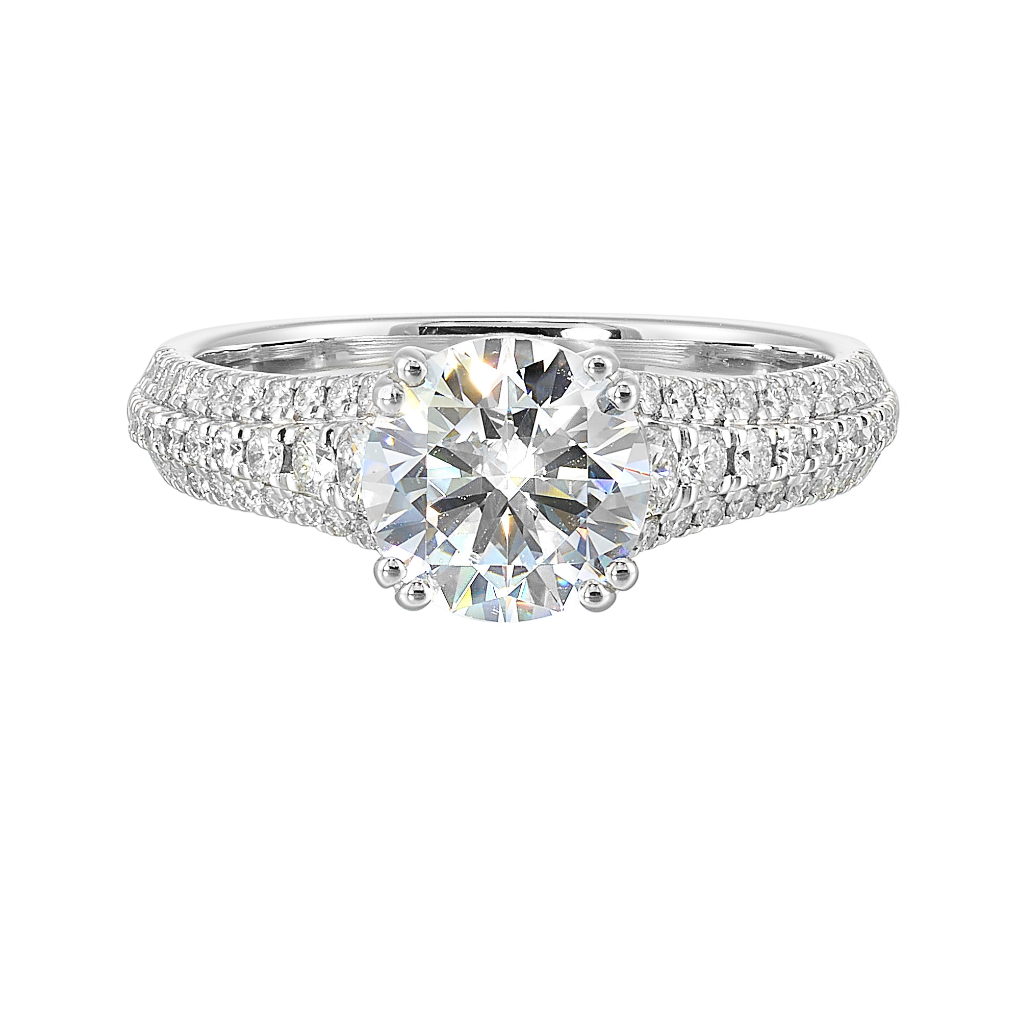 14Kt White Semi Mount 1/2Ctw For 1 1/2Ctw Round Center