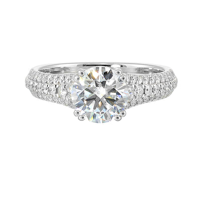 14Kt White Semi Mount 1/2Ctw For 1 1/2Ctw Round Center