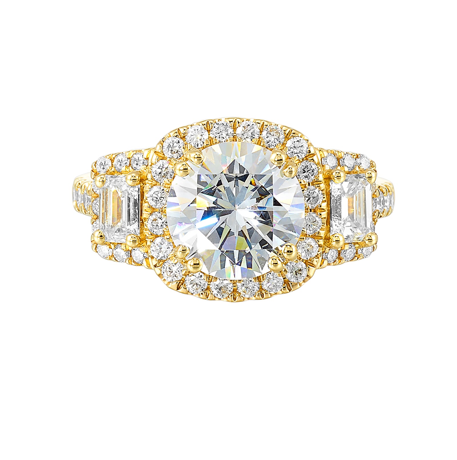 14Kt Yellow Semi Mount 1 1/6Ctw For 2Ctw Round Center