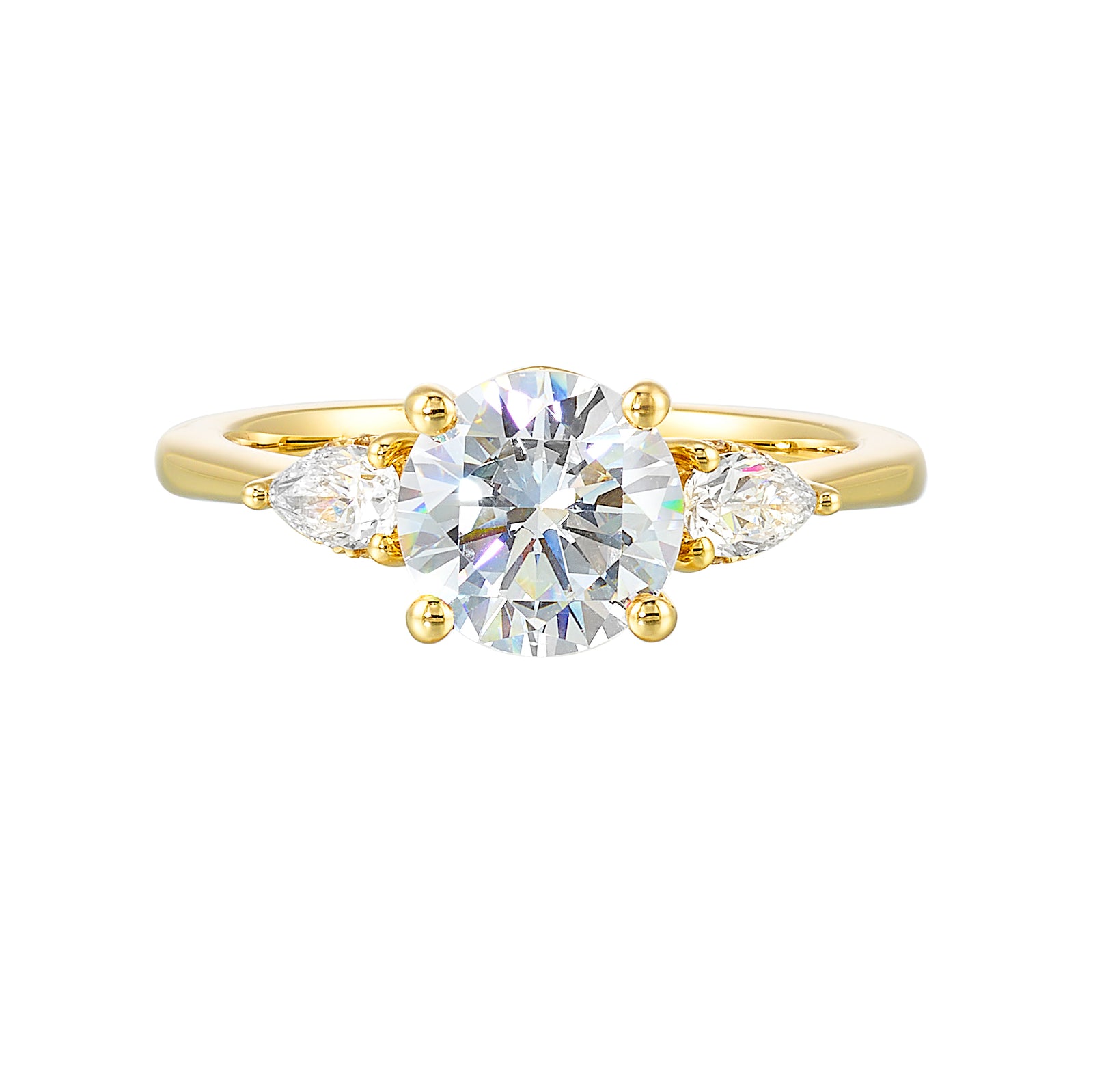 14Kt Yellow Semi Mount 3/8Ctw For 1 1/2Ctw Round Center