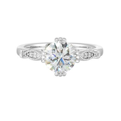 14Kt White Semi Mount 1/4Ctw For 1 1/2Ctw Round Center