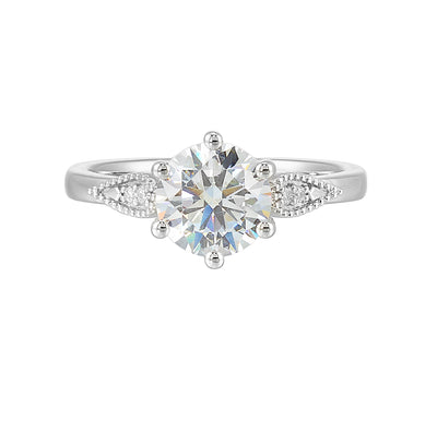 14Kt White Semi Mount 1/25Ctw For 1 1/2Ctw Round Center