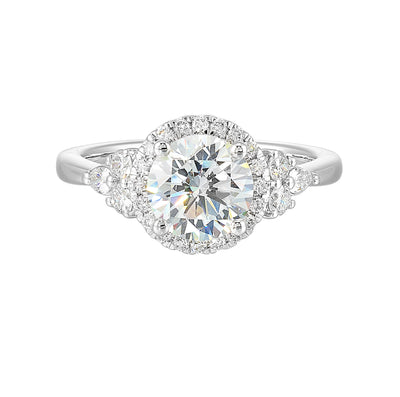 14Kt White Semi Mount 3/8Ctw For 1 1/2Ctw Round Center