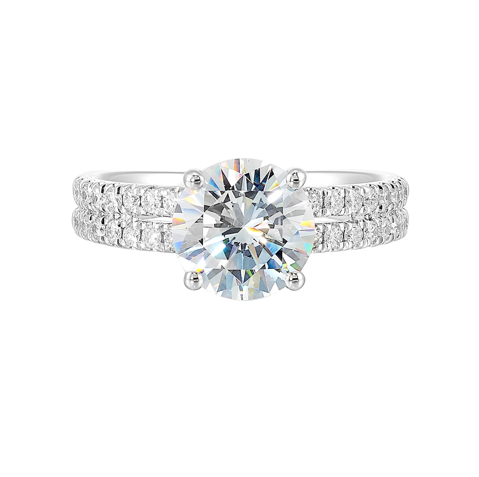 14Kt White Semi Mount 1/2Ctw For 2Ctw Round Center