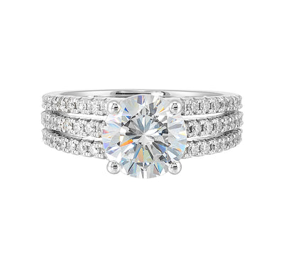14Kt White Semi Mount 3/8Ctw For 2Ctw Round Center