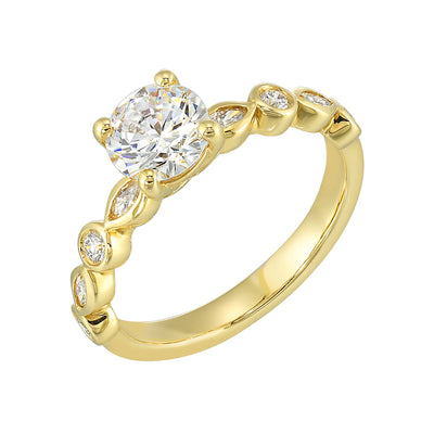 14Kt Yellow Semi Mount 1/3Ctw For 1Ctw Round Center