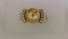 Vintage 14k Yellow Gold Ring with Golden Pearl and Side Diamonds