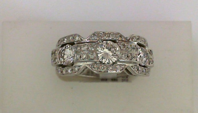 Vintage 14k White Gold 3-Stone Diamond Ring with Unique Clustered Settings